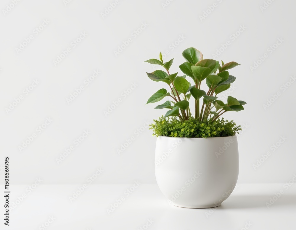 Fototapeta premium Potted Peperomia Plant on White