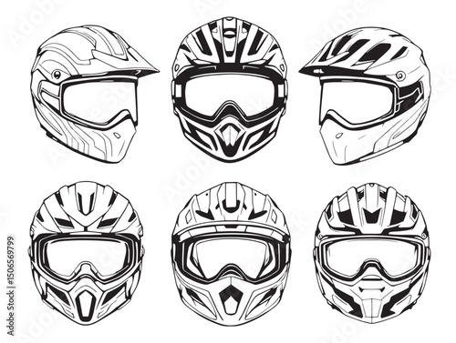 simple bicycle helmet line art for sports and outdoor use