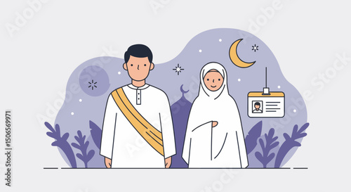 In the Spirit of Hajj: A Couple Dressed for Their Sacred Pilgrimage