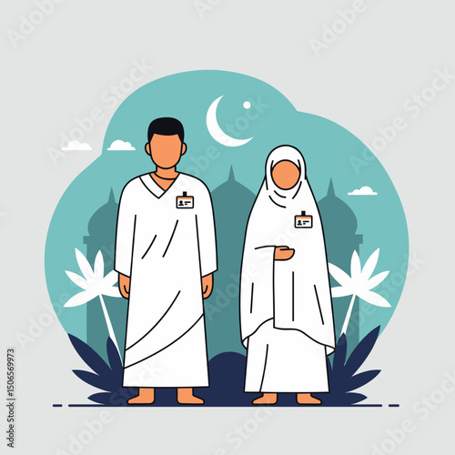 In the Spirit of Hajj: A Couple Dressed for Their Sacred Pilgrimage