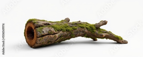 Mossy Log on White Background
