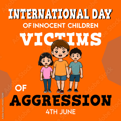 International day of innocent children victims of aggression on 4th June celebration post vector illustration for Facebook, Instagram and other social media sites 