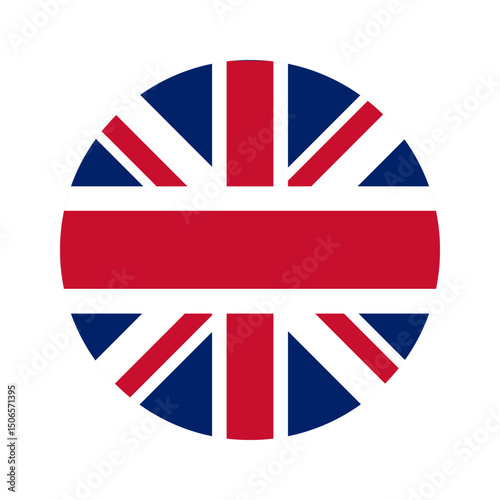 United kingdom flag in circle on white background.
