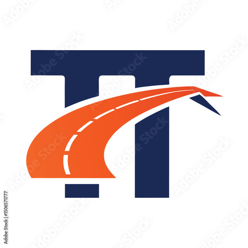 Transport Logo with Road and Overpass in T Shape