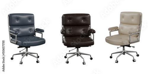 Leather office chairs isolated on white