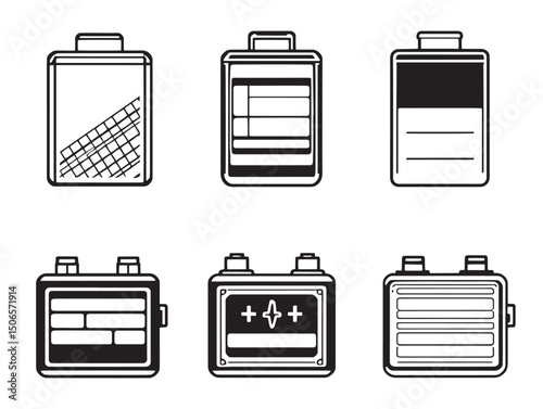 Batteries line art vector set perfect for modern design