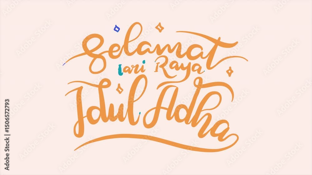 Autofill animation of “Selamat Hari Raya Idul Adha” in handwritten pastel script. Perfect for Eid greetings, festive intros, Islamic social media content, and minimalist motion design.