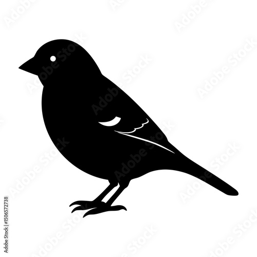 Silhouette illustration of a bird with visible wing and eye detail