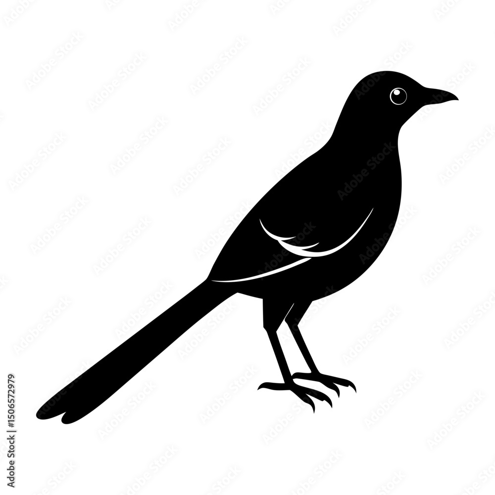Obraz premium Silhouette illustration of a magpie bird standing on its feet