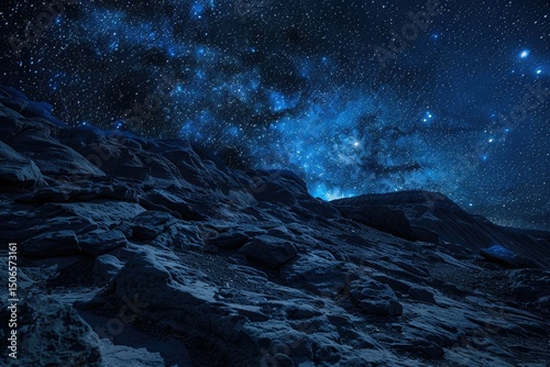 High Resolution Image of Vast Starry Sky in the Gobi Desert photo