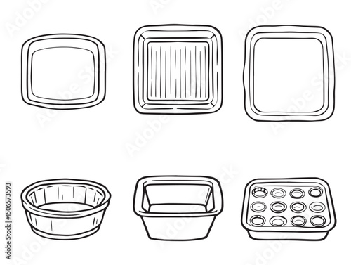 hand drawn baking tray line art elegant vector kitchenware illustration