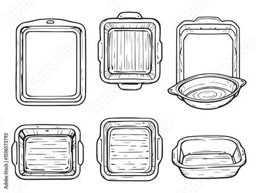 minimalist baking tray line art perfect kitchen utensil vector drawing