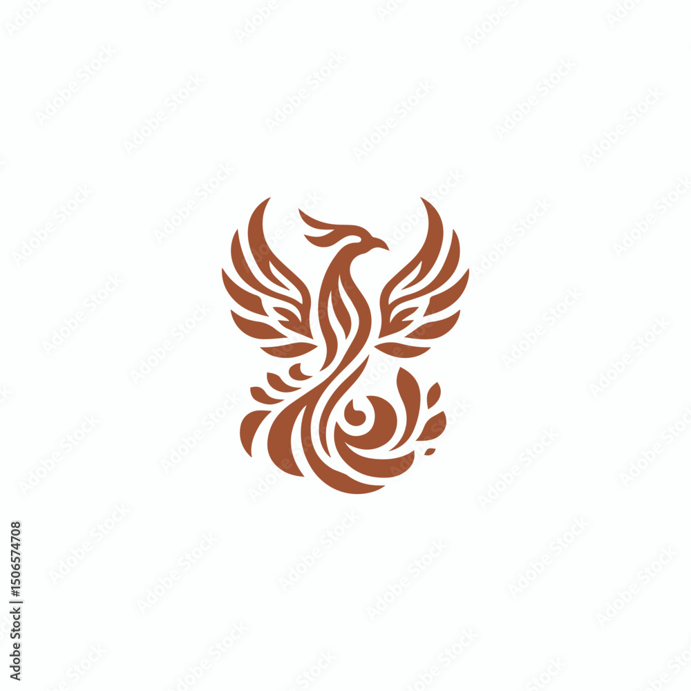 Naklejka premium Floral phoenix logo