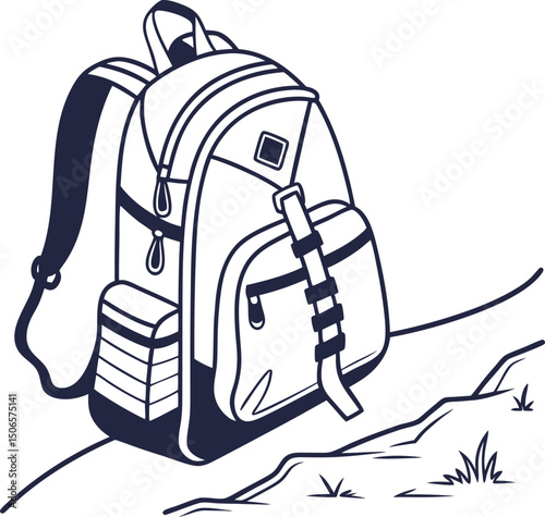 A Stylish Hiking Backpack Resting on a Trail Ready for Adventure