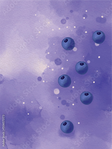 blueberry watercolor abstract hand painted background illustration art