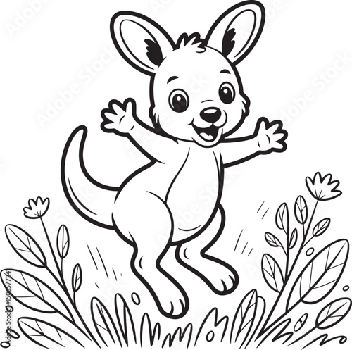 kangaroo drawing line art transparent background premium quality