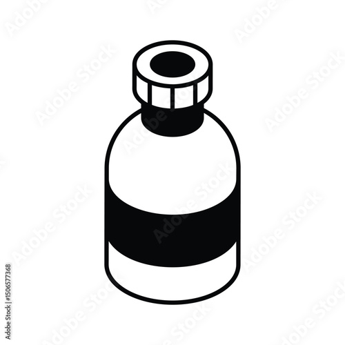 Trendy isometric style icon showing a syrup bottle