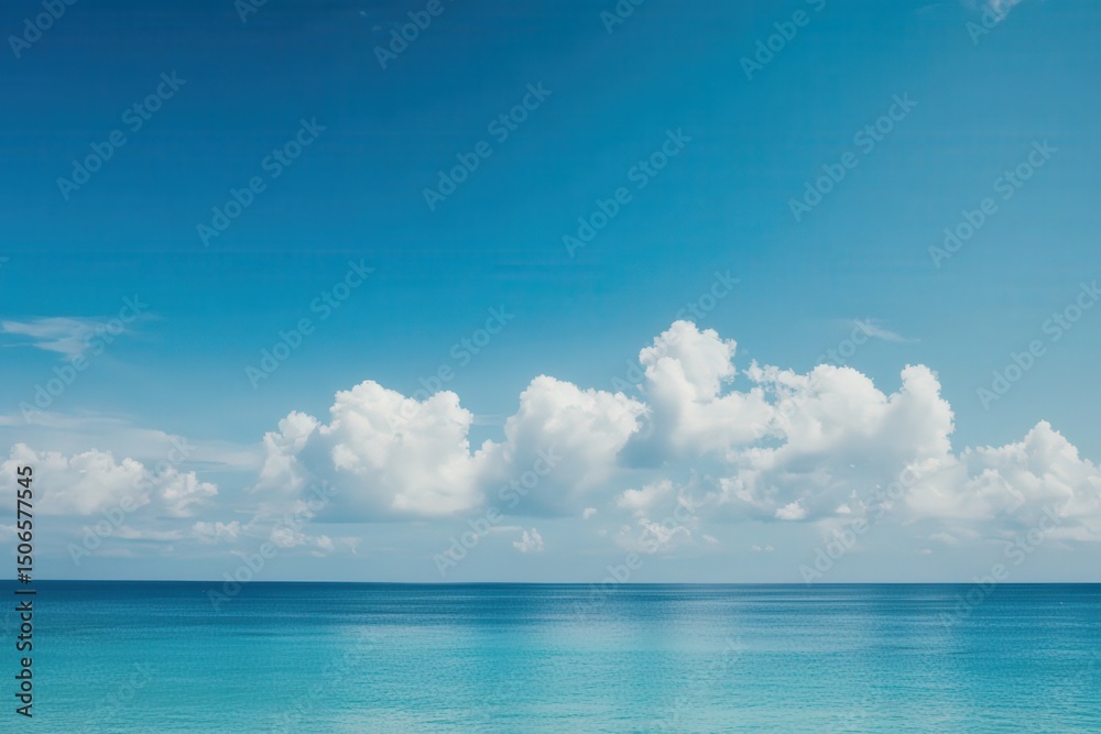 Obraz premium Ocean view with clouds against a blue sky today