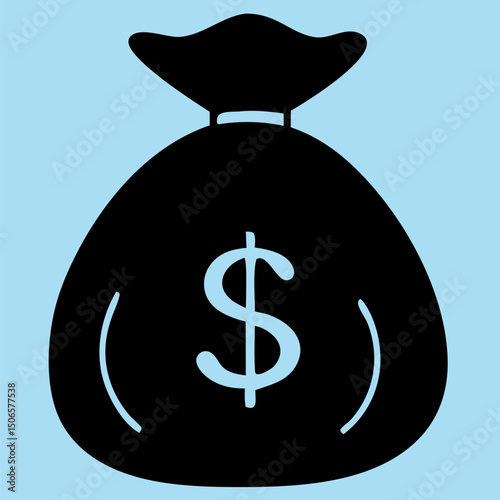 black Money Bag Icon 