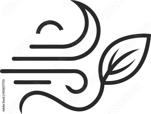 Simple icon fresh air flow transparent  background.