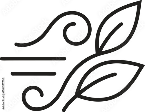 Simple icon fresh air flow transparent  background.