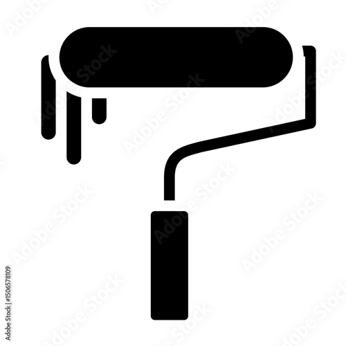 Paint Roller Line Icon Style