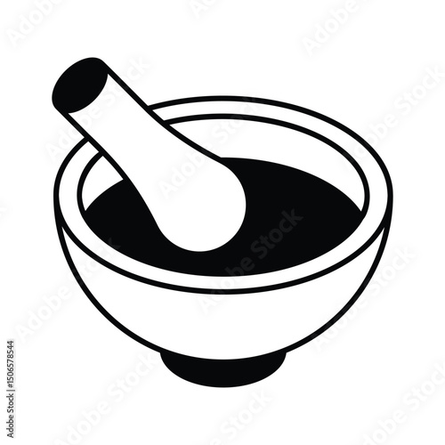 An isometric filled icon of mortar and pestle