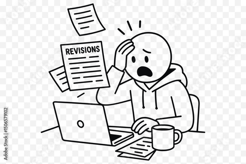  Freelancer Reacting to Revisions – Comic Style Doodle for Client Work Humor