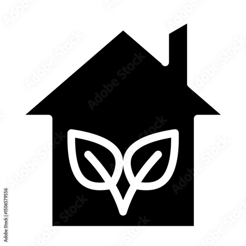 Eco House Line Icon Style