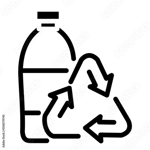 Plastic Recycle Line Icon Style