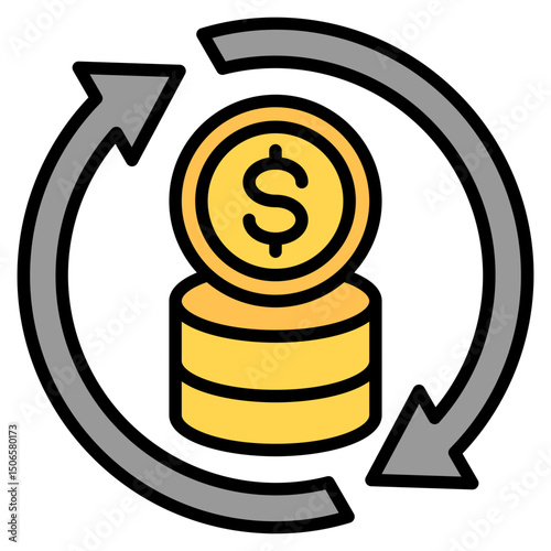 Cash Flow outline color icon