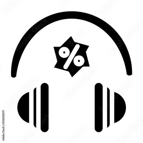 Headphone Sale Line Icon Style