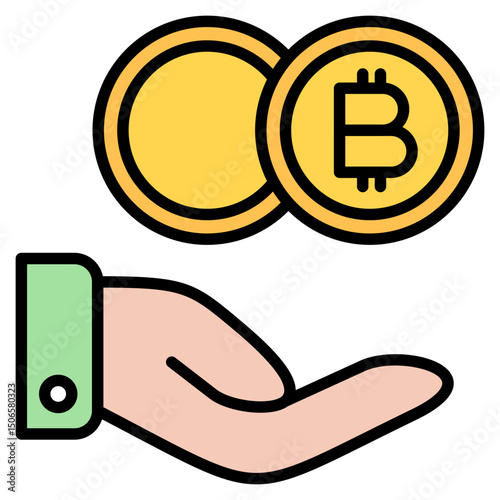 Crypto Currency outline color icon