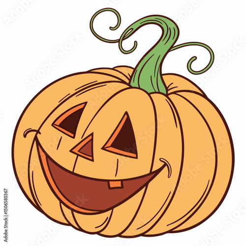 Happy Halloween Pumpkin flat vector illustration. Scary and Creepy Pumpkin vector