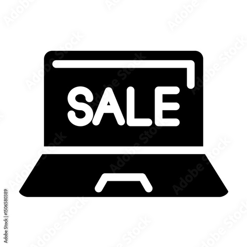 Laptop Sale Line Icon Style