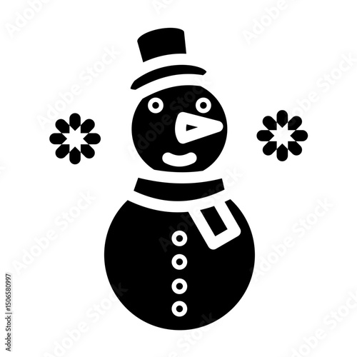 Snowman Line Icon Style