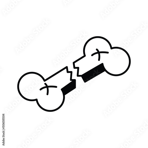 A captivating isometric icon showing a broken bone