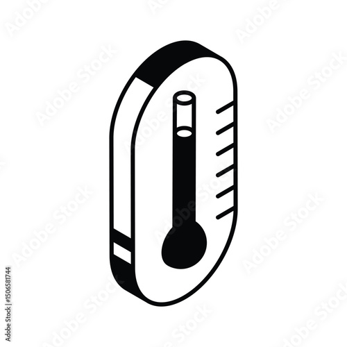 Visually engaging isometric icon of temperature check