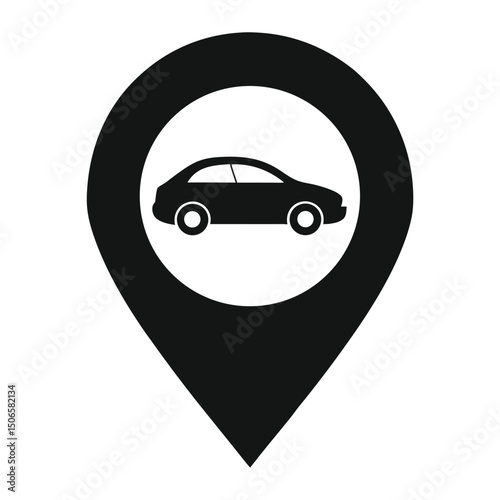 Car Location Pin Outlined vector icon
