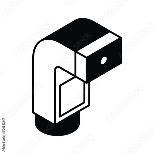 An editable isometric filled icon of medical inhaler