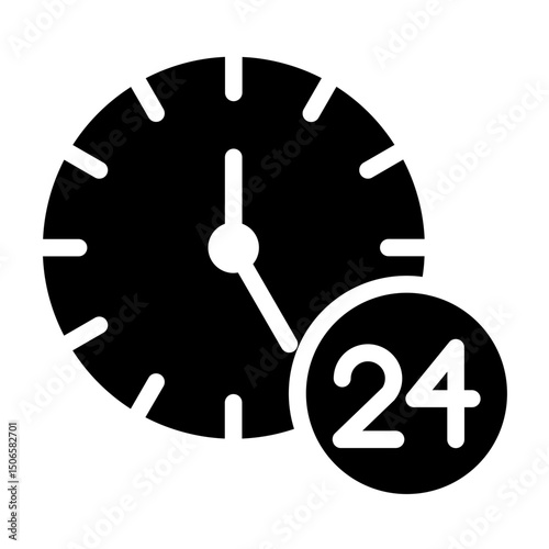  Hours Open Line Icon Style
