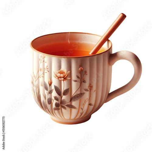 A realistic ceramic cup of tea 3d design isolated on white background 1
