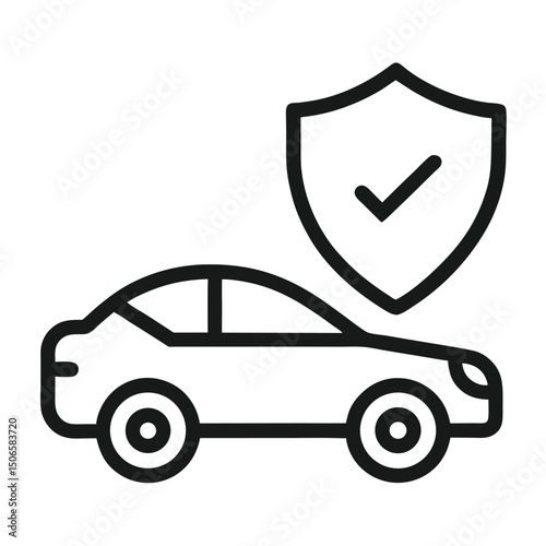 Car with Shield and Check Mark Icon