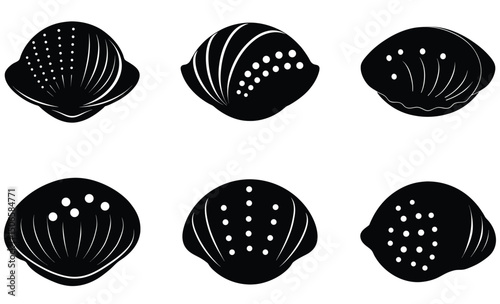 Abalone Shell Silhouette Vector Set – Iridescent Sea Shell Illustration, Exotic Marine Life Art, Coastal Ocean Decor, and Tropical Beach Design Elements