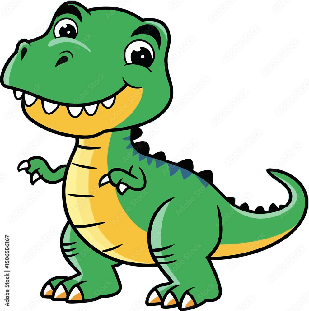 Fototapeta premium T Rex green cartoon cute cartoon
