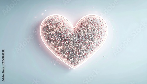 heart shape made of glowing red particles