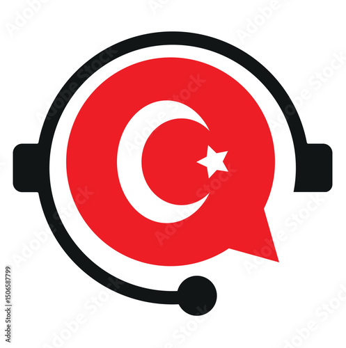 Turkish flag in circle icon. Türkiye flag, turkish flag, Türkiye national flag, round vector design and illustration.