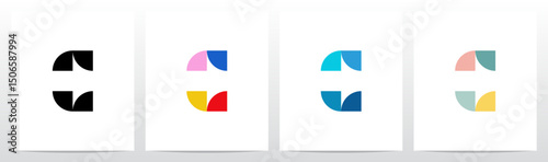 Quarter Circle and Half Circle Geometric Initial Letter Logo Design C