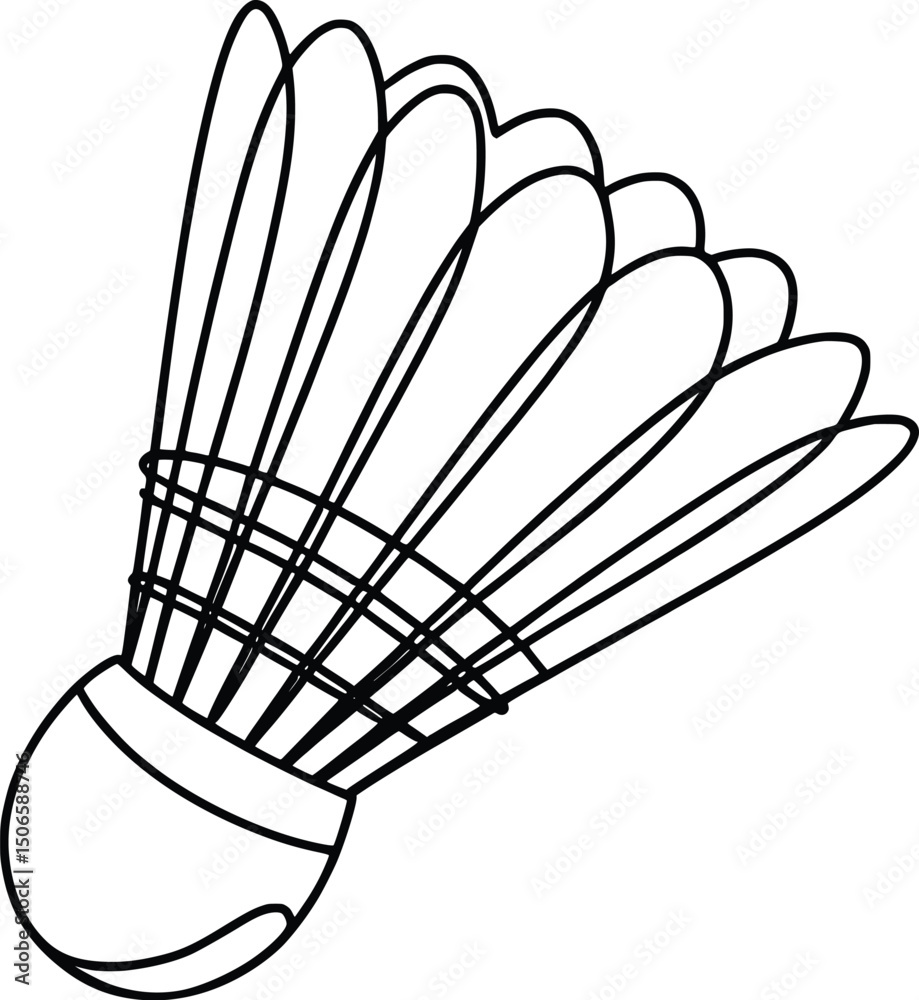 Fototapeta premium Single Shuttlecock Outline Drawing for Badminton Design