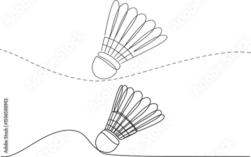 Shuttlecock Line Art Illustration for Badminton Design.